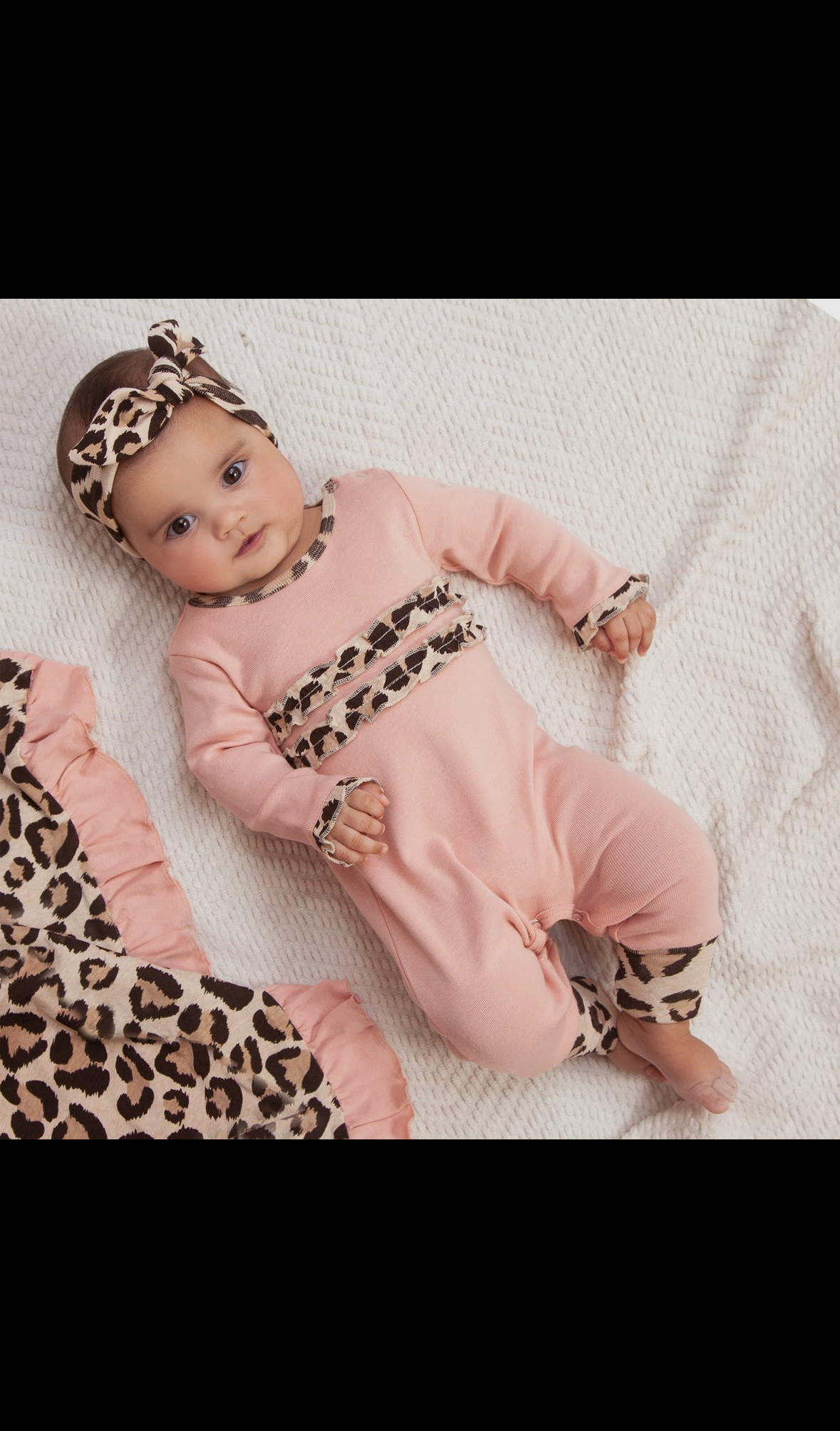 Ruffle Romper with Leopard Trim