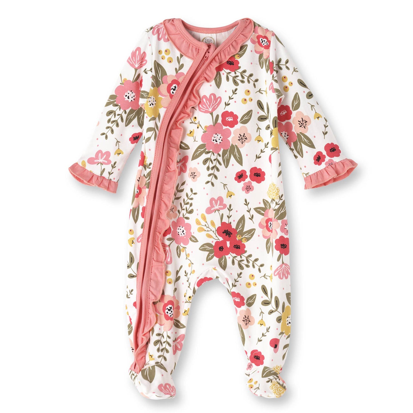 Floral Garden Zipper Footed Romper