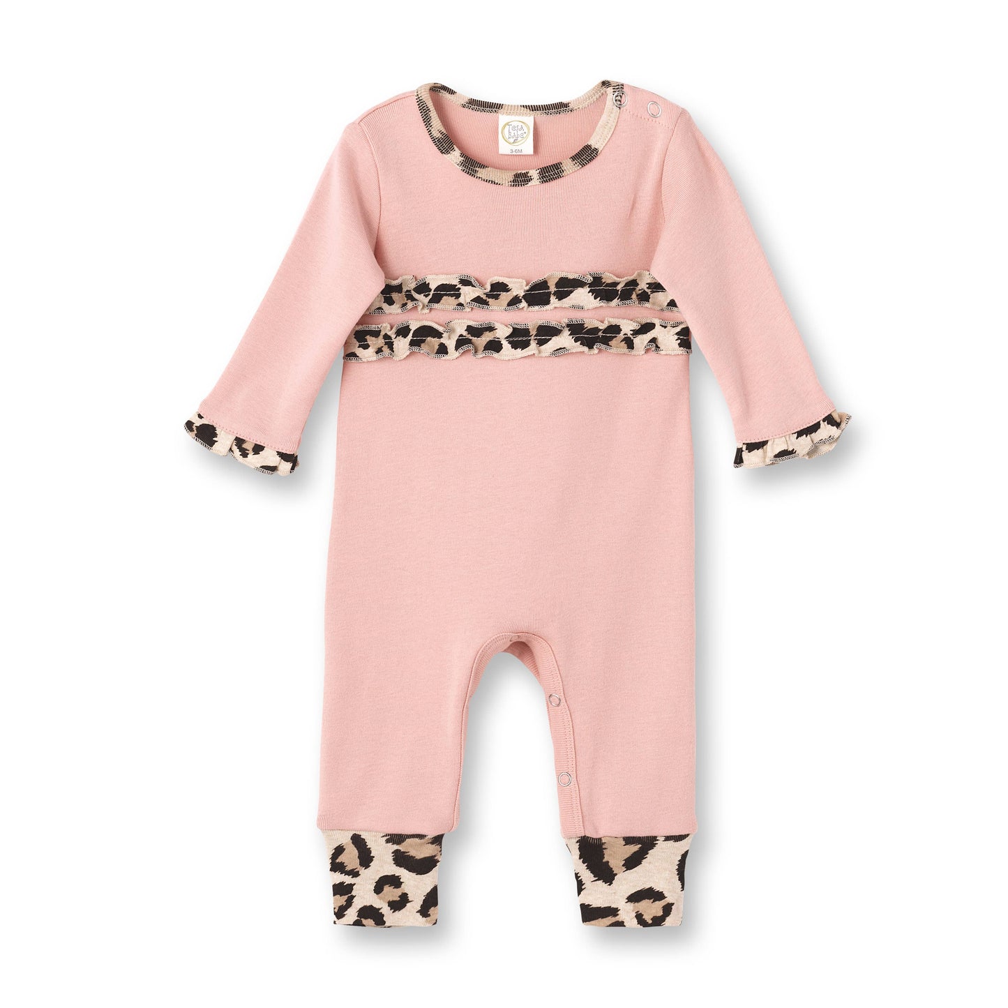 Ruffle Romper with Leopard Trim