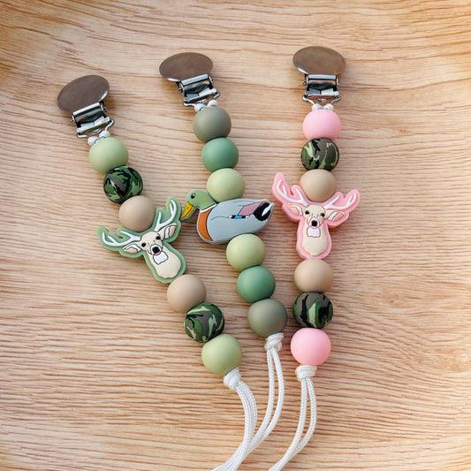 Deer & Duck Pacifier Clips