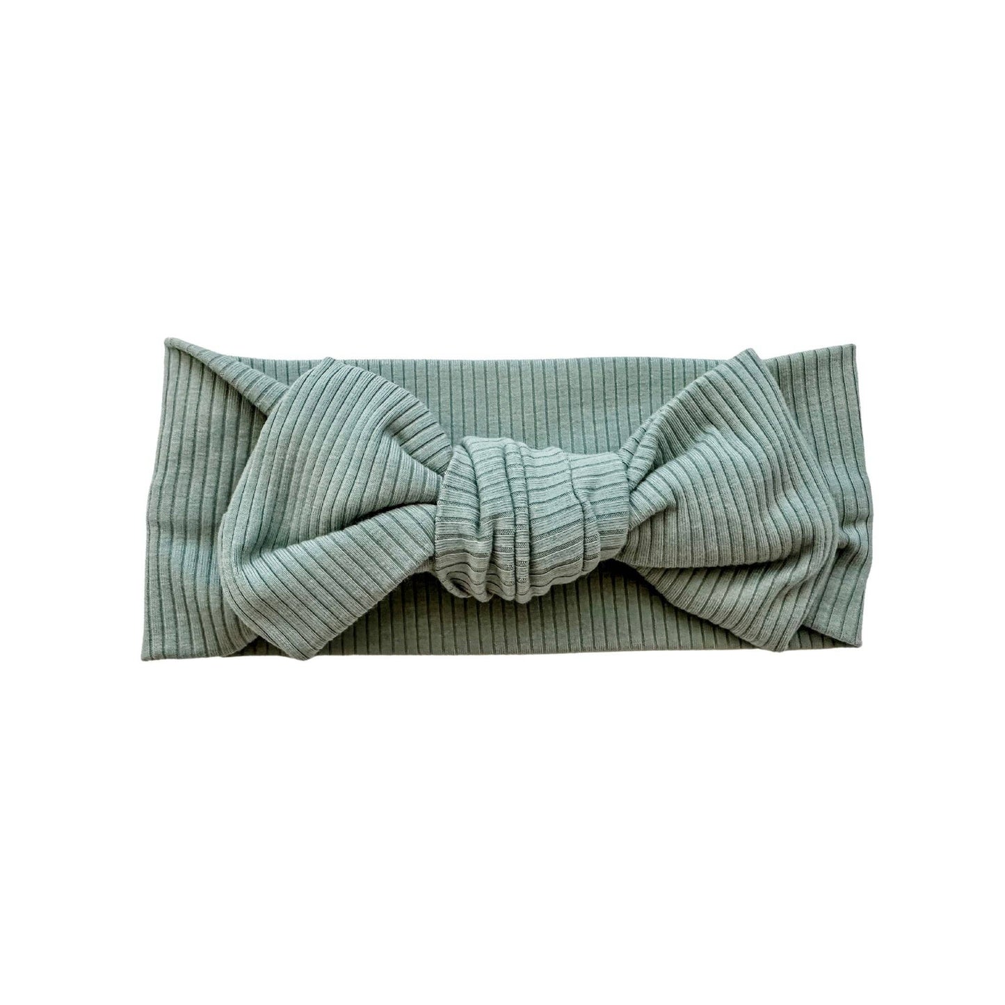 Sage Ribbed Baby Bow Headband